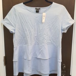 Ann Taylor sky blue cotton ruffle blouse